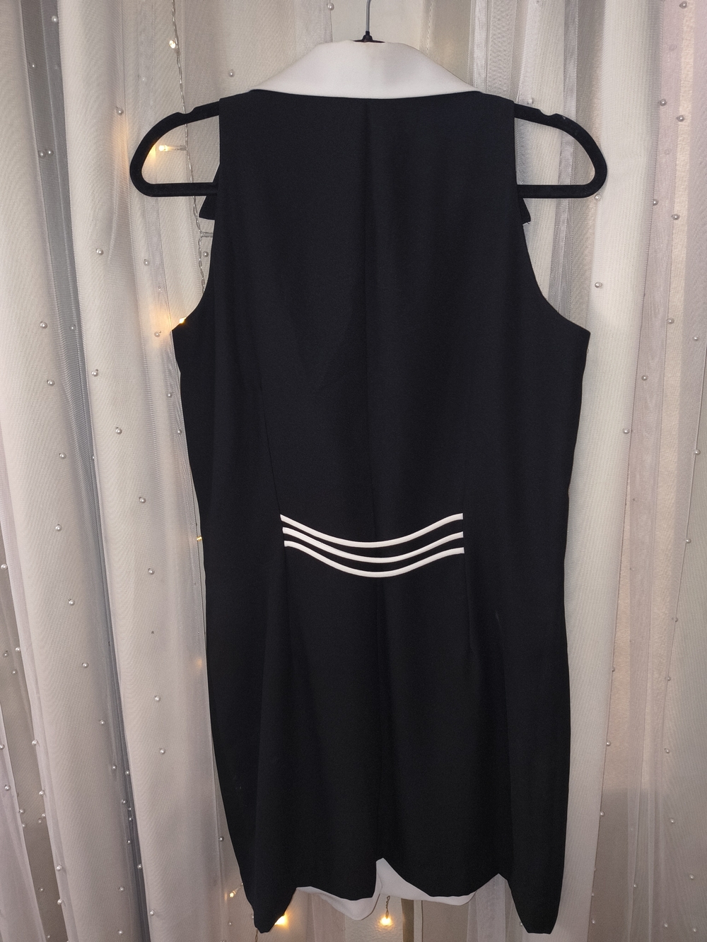 Bahari Black Midi Dress with White Shawl Collar - Picture 5 of 5